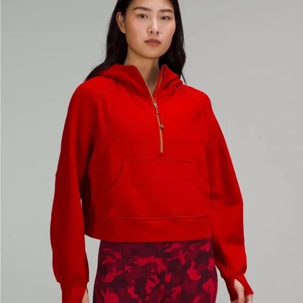 Lululemon Lunar New Year Scuba Oversized Half Zip Hoodie - Dark Red / Gold